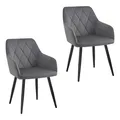 Produktbild: WOLTU 2er Set Esszimmerstühle mit Armlehne Rückenlehne, Stuhl im Esszimmer mit Samtbezug, bequemer Polsterstuhl, Küchenstuhl mit Metallbeinen dunkelgrau