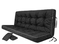 Produktbild: PillowPrim Schwarz Sitzpolster für Hollywoodschaukel, 180 cm Sitzbank mit Rückenlehne, Gartenschaukelkissen, Ideal für Loungemöbel und Gartenbank