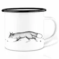 Produktbild: Ligarti Emaille Tasse (leicht & robust) | Camping Becher handveredelt in Deutschland | Trinkbecher für Kinder, Kaffeetasse, Emaillebecher | Essende Tiere (Fuchs und Ganz, 300ml)