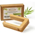 Produktbild: 1x Toilettenpapierhalter Holz, selbstklebend ohne Bohren, Klopapierhalter Bambus