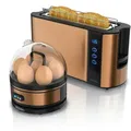 Produktbild: Arendo - SET Toaster FRUKOST mit Eierkocher SEVENCOOK Edelstahl Kupfer, Toaster 2 Scheiben, LED-Display, 6 Bräunungsgrade, Brötchenhalter - Eierkocher