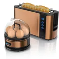 Produktbild: Arendo - SET Toaster FRUKOST mit Eierkocher SEVENCOOK Edelstahl Kupfer, Toaster 2 Scheiben, LED-Display, 6 Bräunungsgrade, Brötchenhalter - Eierkocher