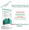 Produktbild: Microsoft Office 365 Family  (Download) - 12 Monate Laufzeit - WIN & MAC - ESD