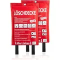 Produktbild: BigDean 2 Stück Löschdecke Küche Für Fettbrand Sofort Einsetzbare XL Feuerlöschdecke DIN EN 1869 2019 Geprüft Feuerdecke Auch Für Grill Auto Und BigDean 2 Löschdecken 100 x 100 cm – sofort einsetzbar bei Fettbrand – DIN EN 1869 geprüft – für Küche, Grill, Auto und Camping