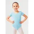 Produktbild: tanzmuster Body Ballettbody Sally aus weicher Baumwolle Kurzarm Trikot fürs Kinder Ballett blau 104/110