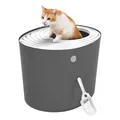 Produktbild: Iris Ohyama Katzenklo mit Schaufel, bis 7 kg, Grau, mit Deckel, Katzentoilette, leicht reinigen, Für große Katzen, Kätzchen, geschlossen, XXL Toilette, BPA-frei, Cat Litter Box, Toilet, PUNT-530