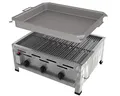 Produktbild: ChattenGlut Professional Gastrobräter 3-flammig Tischgerät Edelstahl Stahlbrenner für Flüssiggas 650x530x270mm (13,5kW Rost + Pfanne)