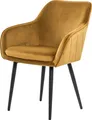 Produktbild: SalesFever Esszimmerstuhl | Stoffbezug in Samt-Optik | höhenverstellbares Metallgestell | Diamantsteppung | B 61 x T 60 x H 85 cm | senfgelb – schwarz