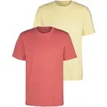 Produktbild: T-Shirt 2er-Pack, Freizeitshirt mit Kurzarm, Rundhals aus reine Baumwolle, Gr. S (44/46), koralle / gelb, , 15011449-S