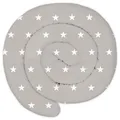 Produktbild: Totsy Baby XXL Bettschlange Bettkissen Stillkissen Bettrolle Bettkantenschutz Zierkissen Bettumrandung Schlange XL Handmade Weiße Sterne auf Grau 300 cm Oeko-Tex-Zertifikat