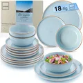 Produktbild: SÄNGER Rio Lagune | Tafelservice 18 teilig, Steingut Geschirr Set 6 Personen, 6x Speiseteller 6x Dessertteller 6x Schalen Geschirrset und Schale blau | VALUE COLLECTION
