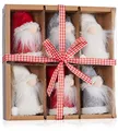 Produktbild: BRUBAKER 6-teiliges Set Weihnachtszwerge aus Holz und Strick - Baumanhänger Weihnachtsmänner Wichtel - Weihnachtsanhänger Gnom Groß - 9 cm Baumschmuck Weihnachtswichtel in Geschenkbox