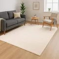 Produktbild: carpet city Waschbarer Teppich Einfarbig Kurzflor - 160x220 cm in Creme - Weich & Soft-Touch Haptik - rutschfest & Pflegeleicht - Teppich für Wohnzimmer, Schlafzimmer & Flur