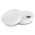 Produktbild: Kabeldurchführung Schreibtisch weiß – 2er Set Kabeldurchlass 60mm Ø - Tisch K...
