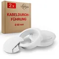 Produktbild: LouMaxx Kabeldurchführung Schreibtisch weiß – 2er Set Kabeldurchlass 60mm Ø