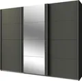 Produktbild: Wimex Schwebetürenschrank Bern (3 Türen, Einlegeböden, Kleiderstangen, Spiegel, 1-St., moderne Optik, Metallgriffleisten, mit Spiegel) 270x64x236cm graphit Spiegel