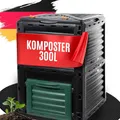 Produktbild: 2friends Premium Garten Komposter Schnellkomposter 300L, Stabiler Kunststoff, Klappdeckel, H83xB61xT61 cm, Thermokomposter für Garten/Küchenabfälle, 100% Recycelt, EU, Model Marx