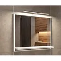 Produktbild: Badezimmer Spiegel mit Beleuchtung und Ablage Weiß Badspiegel Wandspiegel 60 cm Bad Spiegel mit LED Aufbauleuchte - Weiß