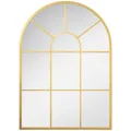 Produktbild: HOMCOM Wandspiegel 70 x 50 cm Fenster Spiegel mit Metallrahmen Dekorativer Hängespiegel Flurspiegel für Schlafzimmer Wohnzimmmer, Gold