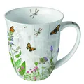 Produktbild: Ambiente Teetasse Kaffeetasse Becher Mug 0,4l Kräuter Garten Schmetterlinge Fine Bone China Porzellan Serie herb garden Ganzjahresmotiv