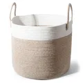 Produktbild: SYLANDO D40*H34cm Waschekorb aus Baumwolle mit Griffen, Aufbewahrungskorb Geflochten, Laundry Baskets, Korb Aufbewahrung für decken, spielzeug, kuscheltier,Kleidung (Braun-D40*H34-A)