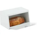 Produktbild: Relaxdays - Brotkasten aus Edelstahl, Brot Aufbewahrungsbox, hbt: 20,5 x 34,5 x 23,5 cm, Brotaufbewahrung, Metall, weiß