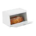 Produktbild: Relaxdays Brotkasten aus Edelstahl, Brot Aufbewahrungsbox, HBT: 20,5 x 34,5 x 23,5 cm, Brotaufbewahrung, Metall, weiß