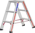 Produktbild: Hymer Stufenstehleiter 2x3 Sprossen (beidseitig begehbar, verstärkte Stufen, massive Gelenke, Spreizsicherung) 802406