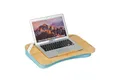 Produktbild: relaxdays Laptop Tablett Blaues Laptopkissen mit Bambusablage, Bambus