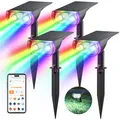 Produktbild: Linkind Intelligenter Bunt Solarstrahler für Außen Garten, 16Mio. Farbe RGBW Gartenleuchte mit Bewegungsmelder, Gruppensteuerbar, Musiksync, Rotlichtalarm, IP65 RGBTW Smart Solar Baumstrahler, 4 Stück
