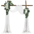 Produktbild: VEVOR Blumenset für Hochzeit Bogen, wei_e Blumen für Traubogen mit Vorhängen (4er-Set) _ 2 Blumenarrangements, 2 transparente Vorhänge, für Zerem