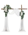 Produktbild: VEVOR Blumenset für Hochzeit Bogen, weiße Blumen für Traubogen mit Vorhängen (4er-Set) – 2 Blumenarrangements, 2 transparente Vorhänge, für Zeremoniensträuße, Empfangshintergrunddekoration