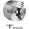 Produktbild: VEVOR 3-Backen-Drehfutter, 80 mm, selbstzentrierendes Spannfutter, 2-63 mm Spannbereich mit T-Schlüssel-Befestigungsschrauben, umkehrbare Backen, HT300-Material, für Holz-Metall-Drehmaschine