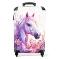 Produktbild: NoBoringSuitcases.com Kinderkoffer, Kinderkoffer Mädchen, Koffer Kinder, Kinder Reisekoffer, Kabinentrolley Mädchen, Handgepäck Koffer, Rollkoffer, Handgepäck 55x40x20 cm (Pferd - Violett-Rosa)