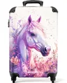Produktbild: NoBoringSuitcases.com© Kinderkoffer Seitenansicht eines Pferdes in Lila und Rosa 55x35x20cm, 4 Rollen, Kinder Koffer Klein, Trolley Handgepäck, Reisekoffer