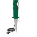 Produktbild: ledscom.de Garten-Steckdosen-Säule Polly mit Erdspieß und 2m Kabel für außen, IP44, 3-Fach mit Timer/Zeitschaltuhr, grün, eckig, 38cm