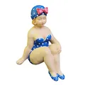 Produktbild: Aspinaworld Gartenfigur - mollige sitzende Blaue Badenixe Figur 19 cm - Badefrau Figur - Figuren für den Garten - wetterfeste Deko - Pool Deko