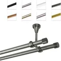 Produktbild: MDEKOR Gardinenstange Vorhangstange 19mm, 2-läufig, kürzbar, 2-läufig Deckemontage, 200 cm Antik Stahl silberfarben 200 cm