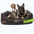 Produktbild: CopcoPet Hundebett mittelgroße Hunde【waschbar & rutschfest】 Hundekorb L Kunstleder in Wildlederoptik, gelenkschonendes Hundekissen für drinnen, pflegeleichtes Hundesofa, Dog Bed Schwarz 90 x 70cm
