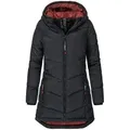 Produktbild: SUBLEVEL Steppjacke Damen Mantel mit Kapuze lange Winter Jacke Parka Stehkragen, Kapuze, flauschig, kuschelig, warm, Outdoor, Mantel schwarz XL -42