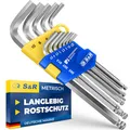 Produktbild: S&R Innensechskantschlüssel Satz HX, 13-tlg mit Kugelkopf, Innensechskant LANG, 1,27 bis 10 mm, Cr-V-Stahl gehärtet, Winkelschlüssel rostfrei, Sechskant Schlüssel-Set in stabilem Klapp-Halter