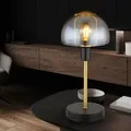 Produktbild: Globo Lighting - Tischlampe Leseleuchte Lampe Tischleuchte Glas Goldfarben Touch Schlafzimmer, Metall Schwarz, 1x E14 Fassung, Dxh 15x32 Cm