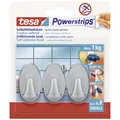 Produktbild: tesa POWERSTRIPS® Klebehaken Small Oval  Chrom (matt) Inhalt: 3 St.