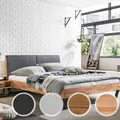 Produktbild: Hasena Pronto Trento Massivholzbett Pietro 180x200 cm / Wildeiche natur geölt / 20 cm / PK2 Kunstleder 336 smoke