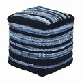 Produktbild: Homescapes Sitzwürfel Texas 40x40 cm, Denim Hocker blau gestreift mit Sitzsack-Füllung, Pouf aus recyceltem Jeans-Stoff
