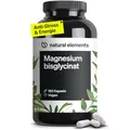 Produktbild: natural elements Magnesiumbisglycinat - Premium: Chelatiertes Magnesium - 180 Kapseln - 300mg elementares Magnesium pro Tagesdosis - Laborgeprüft, vegan, hochdosiert