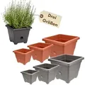 Produktbild: Pflanzkübel Rechteckig Pflanzkübel Groß Außen Blumenkübel Outdoor Pflanztopf Pflanzkasten Blumentopf Wasserspeicher 35x35 cm anthrazit