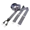 Produktbild: DonDon Hosenträger Herren extra stark gemustert schwarz weiß 3,5 cm Hosenträger Herren breit mit brauem Leder in Y-Form lang - Starke Clips passend für Anzug Jeans Chinos Vintage Rockabilly Suspenders