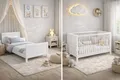 Produktbild: Nelly Babybett 120x60 cm – Kinderbett – Umbaubar zum Juniorbett – Buche Massivholz – 3 Schlupfsprossen – EN 716 – Weiß