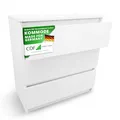 Produktbild: CDF Kommode mit Schublade Weiß Schrank Schubladenschrank 3 Schubladen Malm Kommode viel Stauraum Geeignet für Wohnzimmer Schlafzimmer Komodenschrank Organizer Kleidung 40T x 70B x 75H cm